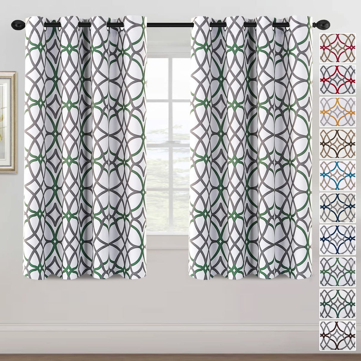 PrimeBeau GEO Pattern Blackout Curtains 2 Panels Set