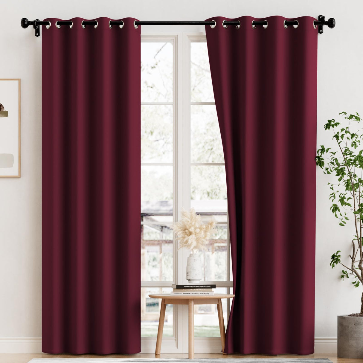 PrimeBeau 100% Blackout Grommet Curtain Draper Set of 2 Panels 52 Series