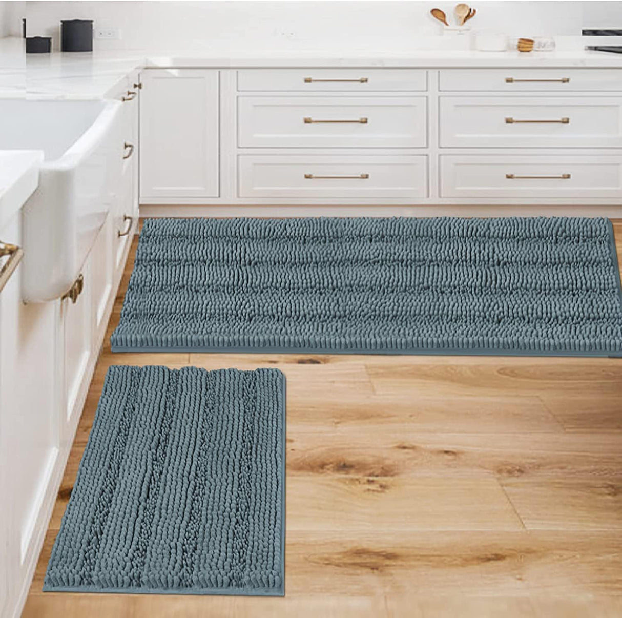 PrimeBeau Strip Chenille Bathroom Rugs Set