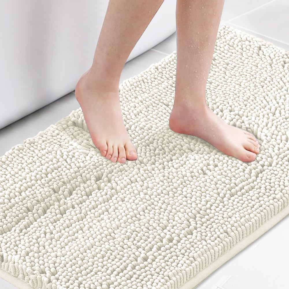 PrimeBeau Bath Rugs Chenille Floor Mat Ultra Soft Washable Bathroom Dry Fast Water Absorbent Bedroom Area Rugs(1 Piece)