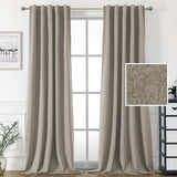 PrimeBeau 100% Blackout Faux Linen Look Curtains, Set of 2 Panels