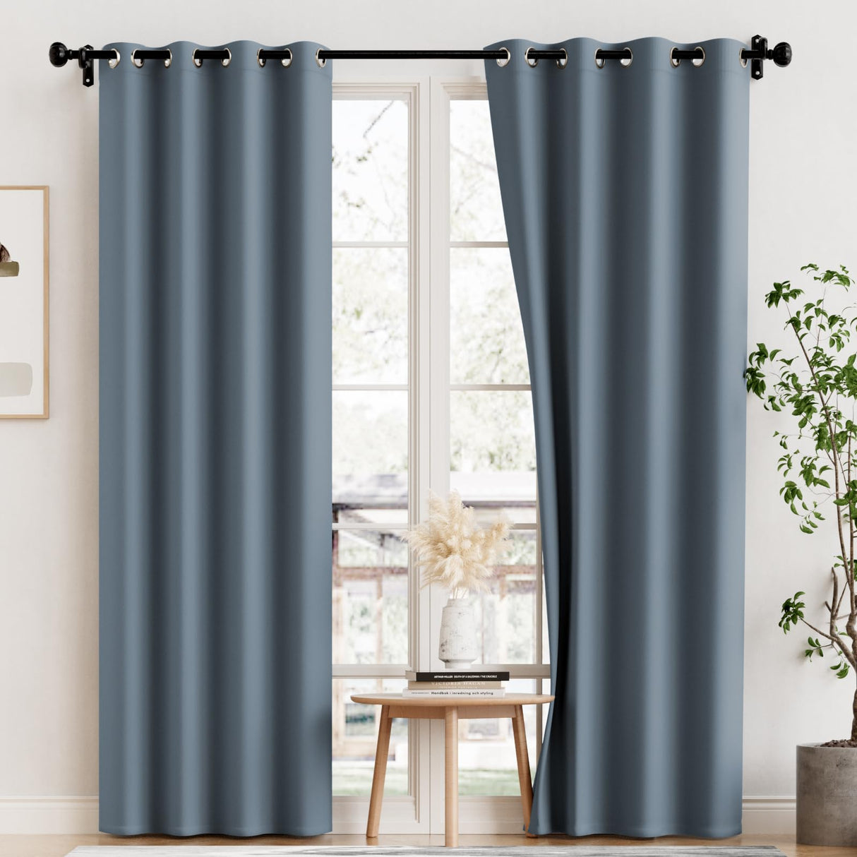 PrimeBeau 100% Blackout Grommet Curtain Draper Set of 2 Panels 52 Series