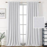 PrimeBeau 100% Blackout Faux Linen Look Curtains, Set of 2 Panels