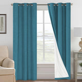 PrimeBeau 100% Blackout Linen Textured Curtains 42 series, Set of 2 Panels