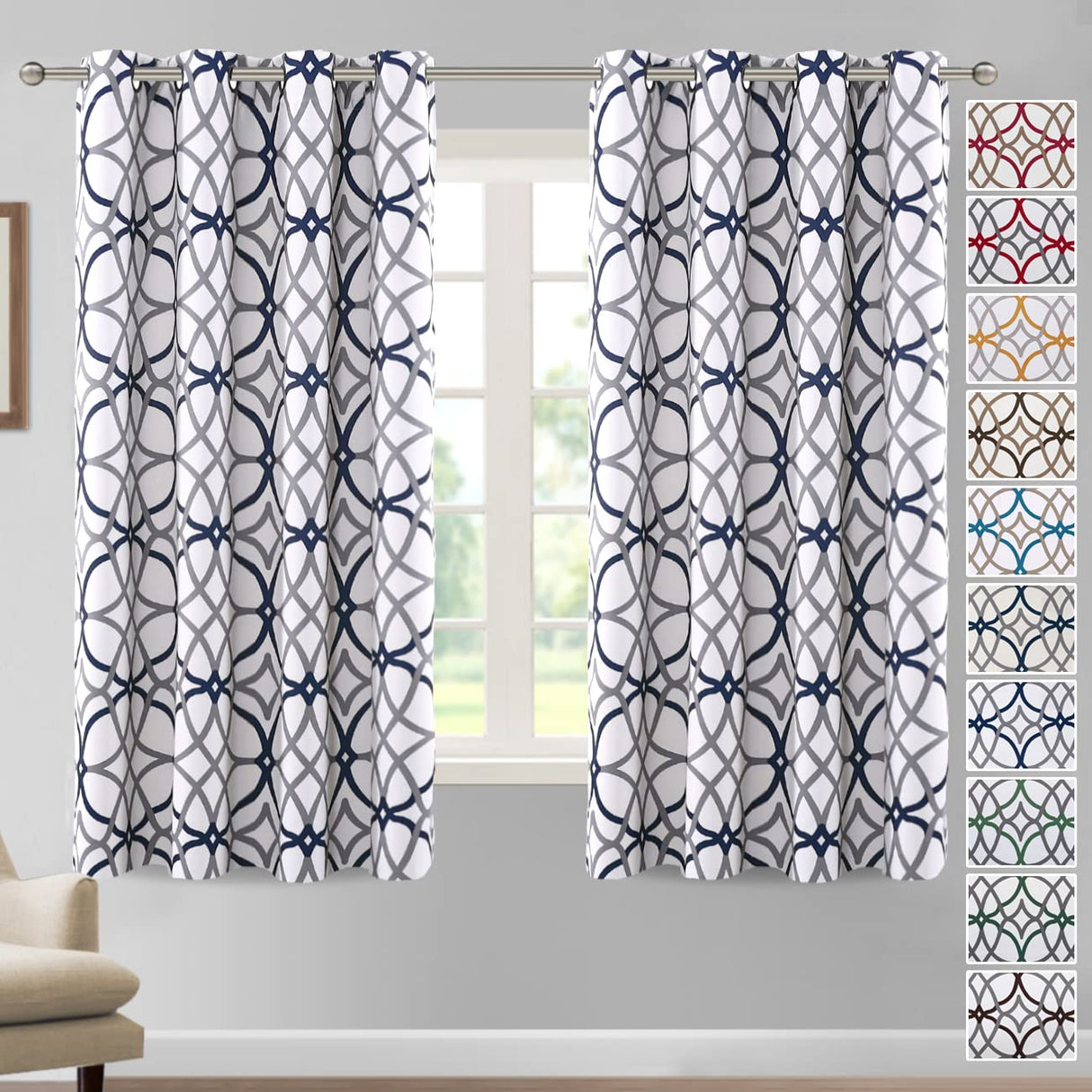 PrimeBeau GEO Pattern Blackout Curtains 2 Panels Set