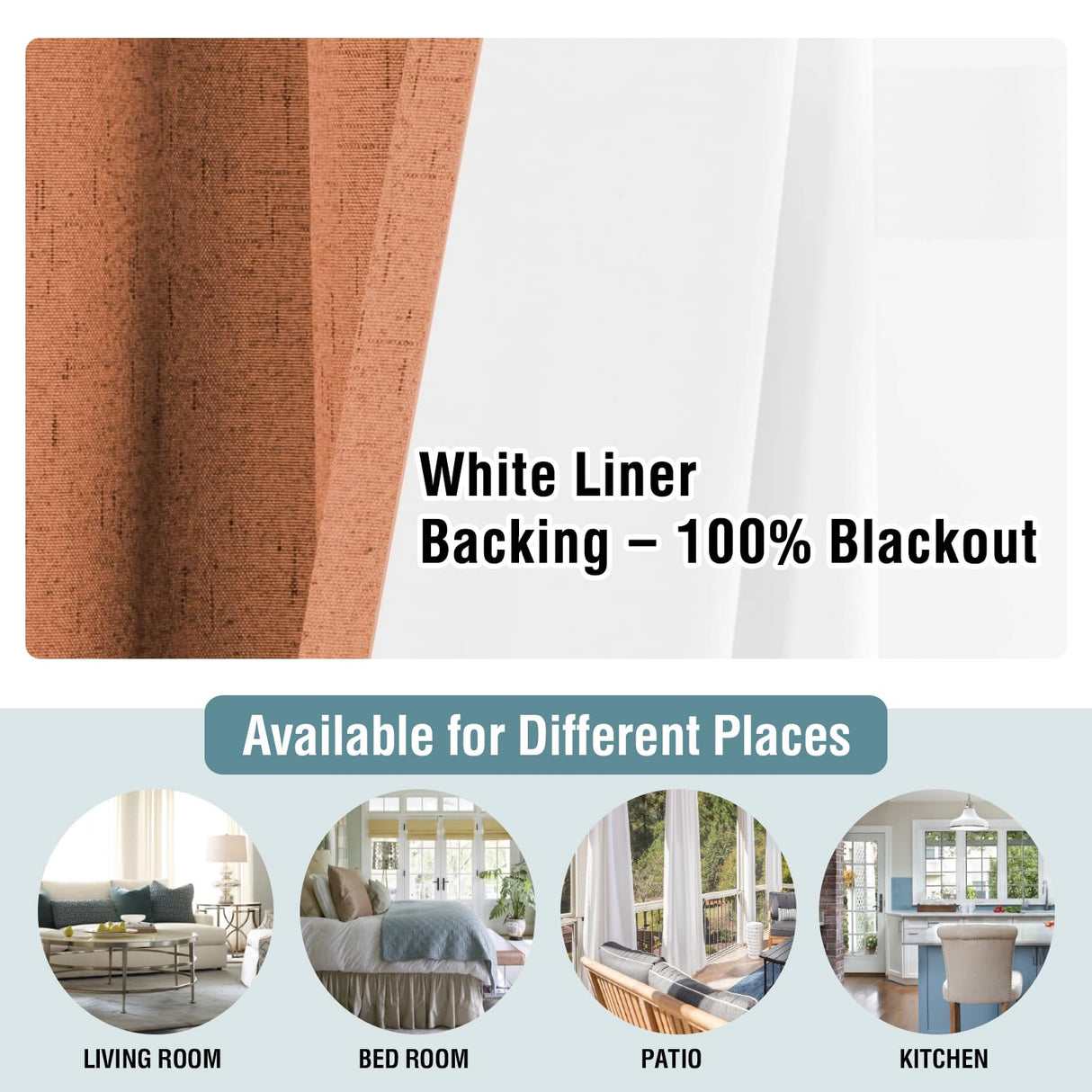 PrimeBeau 100% Blackout Linen Look Curtains, set of 2 Panels, 52 Series Long