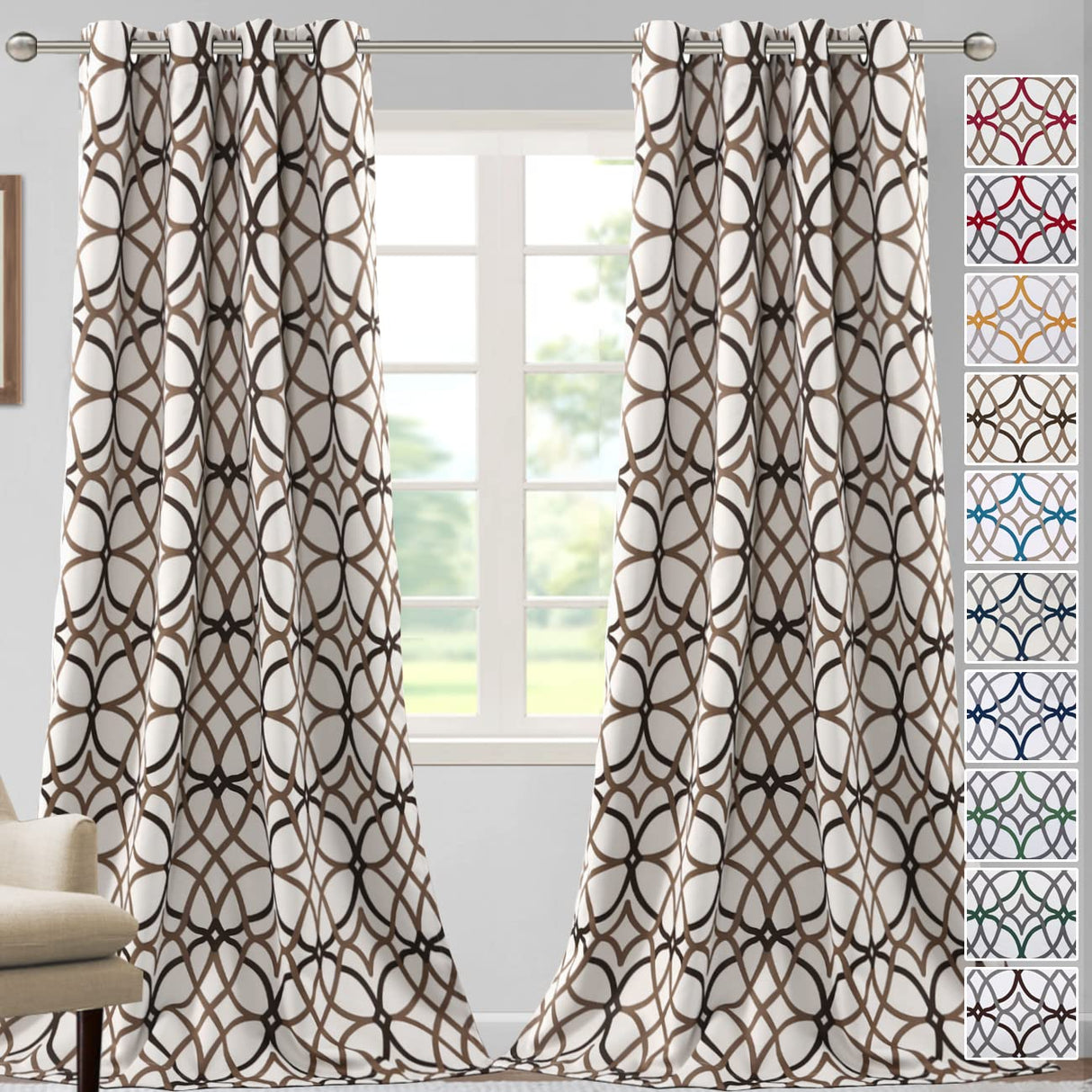 PrimeBeau GEO Pattern Blackout Curtains 2 Panels Set