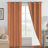 PrimeBeau 100% Blackout Linen Textured Curtains 42 series, Set of 2 Panels