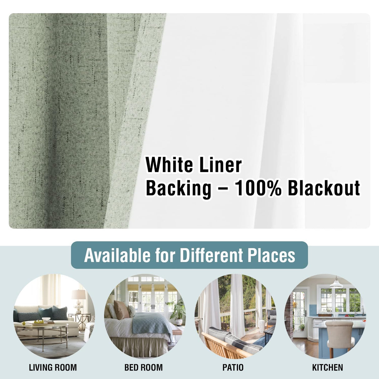 PrimeBeau 100% Blackout Linen Textured Curtains 42 series, Set of 2 Panels