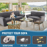 PrimeBeau Stretch Velvet Couch Cover 2 Pieces Set Include 1 Piece Sofa Cover Couch Cover and 1 Piece Loveseat Cover Slipcover Crafted from Thick Comfy Rich Velour (Sofa + Loveseat)