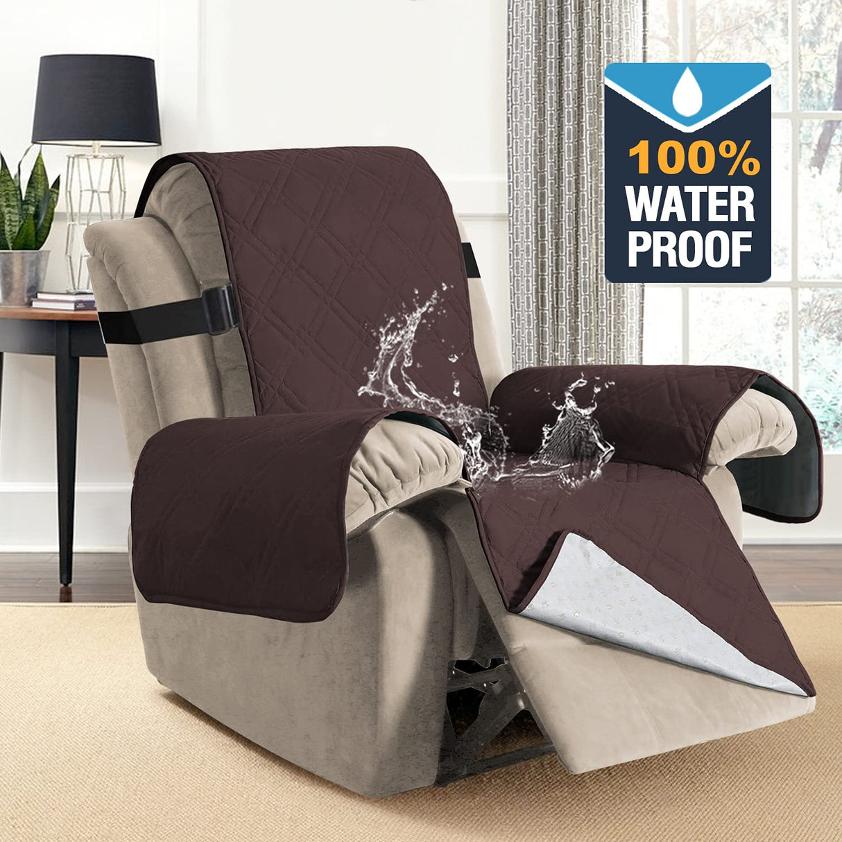 PrimeBeau Waterproof Recliner Cover Non-Slip Fabric Protector for Standard and Large Recliners