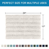 PrimeBeau Non Slip Chenille Striped Bath Rug Set | Extra Thick & Absorbent Bathroom Mats | Soft Shaggy Washable Dry Fast Floor Rugs 17“ x 24”