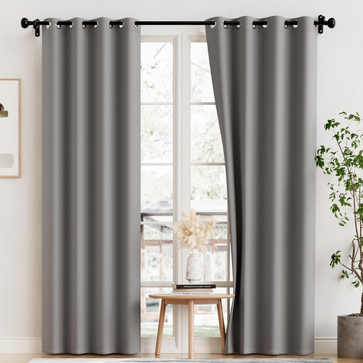 PrimeBeau 100% Blackout Grommet Curtain Draper Set of 2 Panels 52 Series