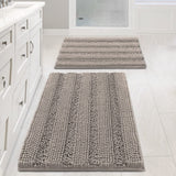 PrimeBeau Strip Chenille Bathroom Rugs Set