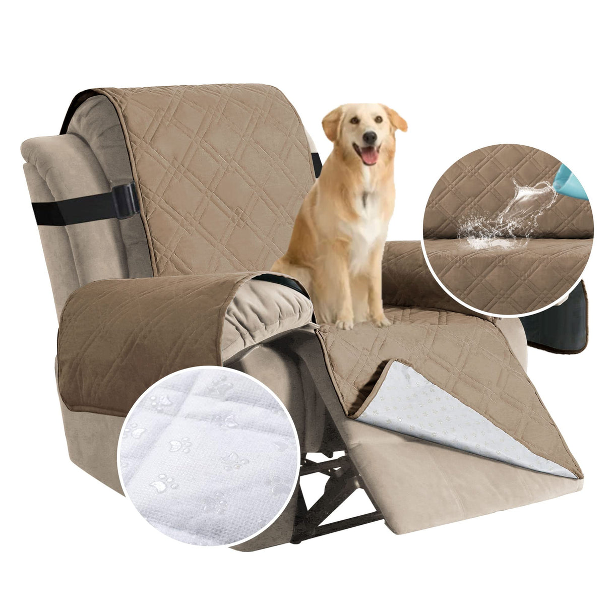 PrimeBeau Waterproof Recliner Cover Non-Slip Fabric Protector for Standard and Large Recliners