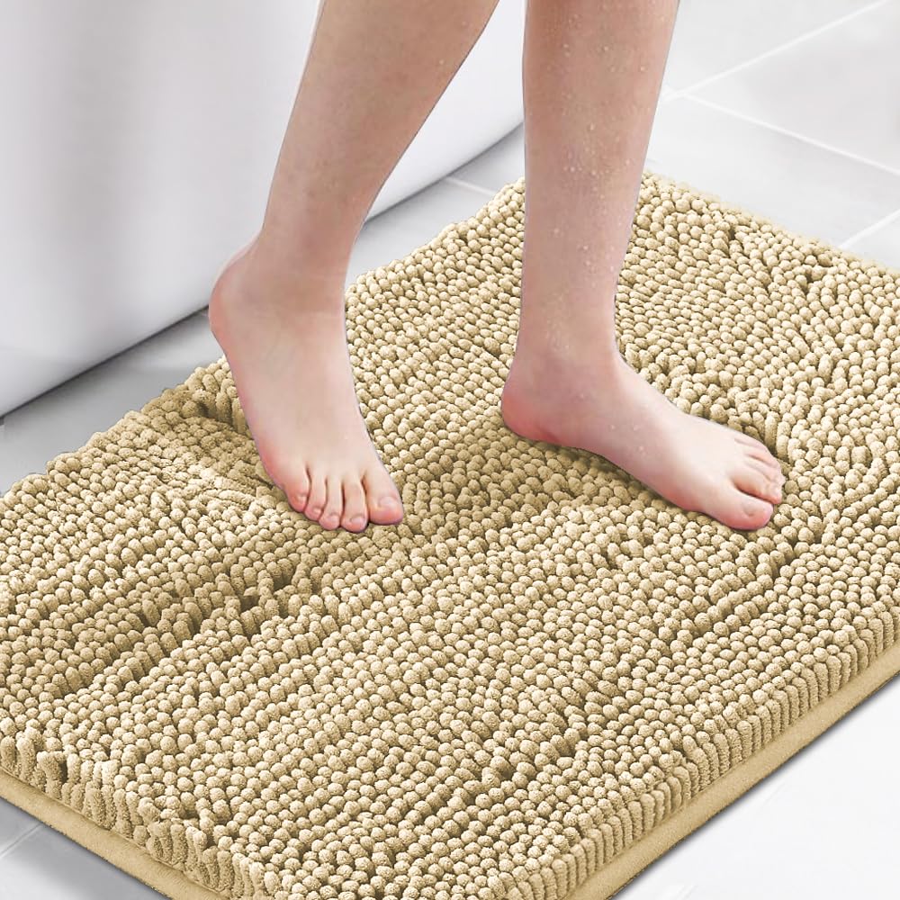 PrimeBeau Bath Rugs Chenille Floor Mat Ultra Soft Washable Bathroom Dry Fast Water Absorbent Bedroom Area Rugs(1 Piece)