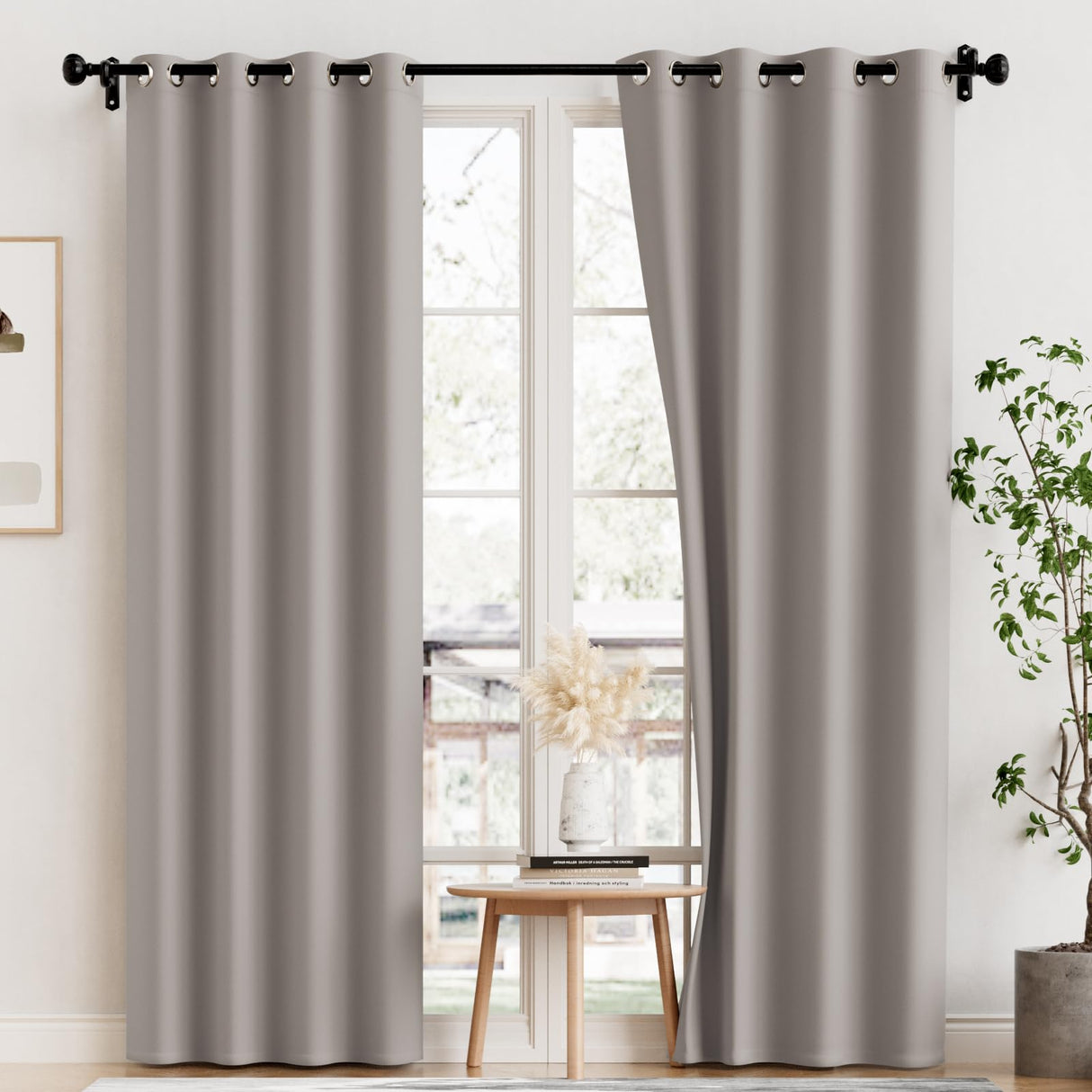 PrimeBeau 100% Blackout Grommet Curtain Draper Set of 2 Panels 52 Series