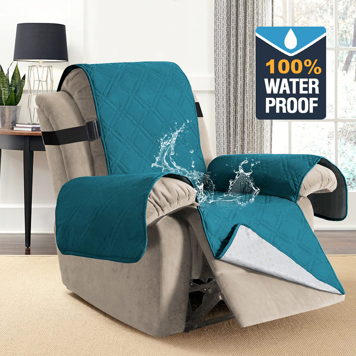 PrimeBeau Waterproof Recliner Cover Non-Slip Fabric Protector for Standard and Large Recliners