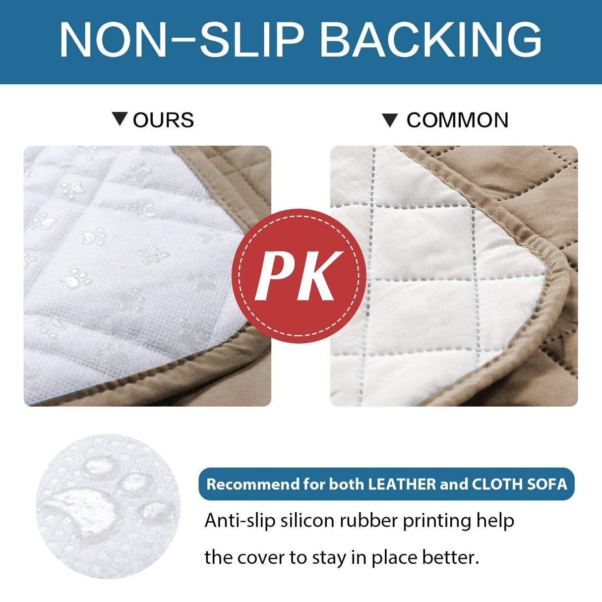 PrimeBeau Waterproof Recliner Cover Non-Slip Fabric Protector for Standard and Large Recliners