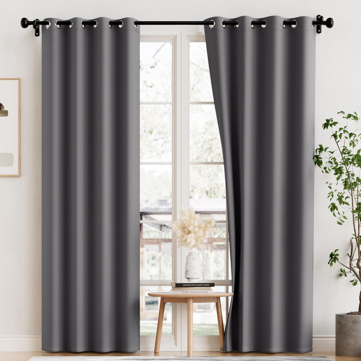 PrimeBeau 100% Blackout Grommet Curtain Draper Set of 2 Panels 52 Series