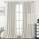 PrimeBeau 100% Blackout Faux Linen Look Curtains, Set of 2 Panels