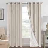 PrimeBeau 100% Blackout Linen Look Curtains, set of 2 Panels, 52 Series Long