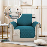 PrimeBeau Chair Slipcover Reversible Chair Cover Water Resistant Couch Cover Washable Chair Cover Non-Slip Fabric Furniture Protector with Elastic Strap for Pets(Armchair,1 Piece）