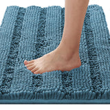 PrimeBeau Non Slip Chenille Striped Bath Rug Set | Extra Thick & Absorbent Bathroom Mats | Soft Shaggy Washable Dry Fast Floor Rugs 17“ x 24”