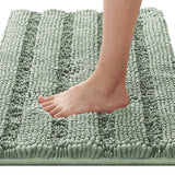 PrimeBeau Non Slip Chenille Striped Bath Rug Set | Extra Thick & Absorbent Bathroom Mats | Soft Shaggy Washable Dry Fast Floor Rugs 17“ x 24”