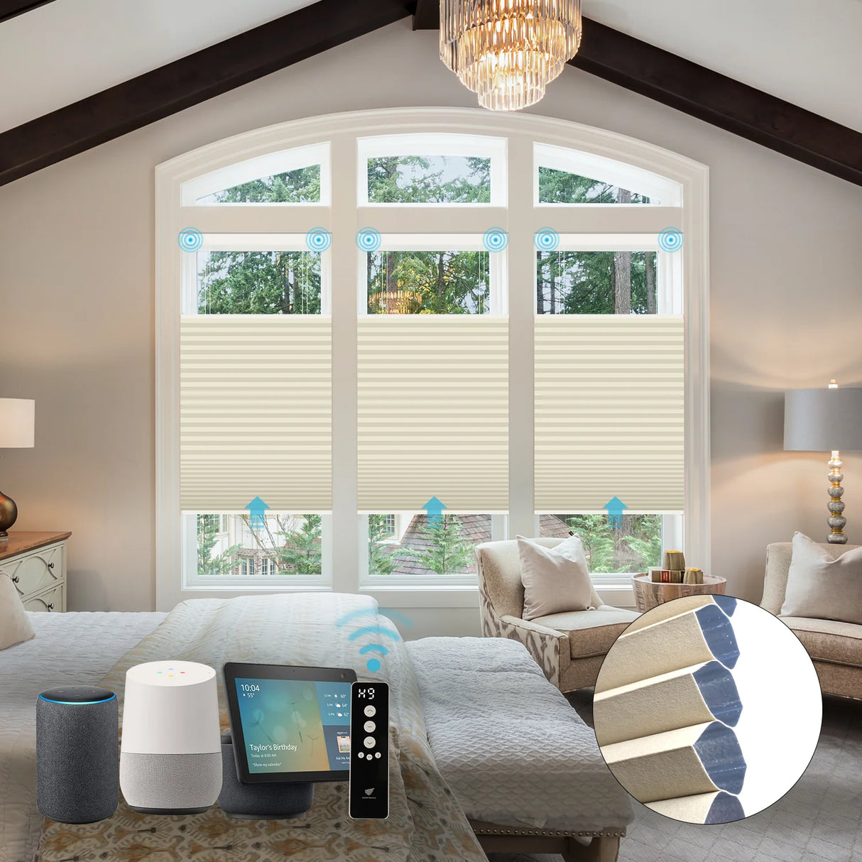 Motorized Blackout Cellular Shades Levitate Nowa (Top Down Bottom Up)