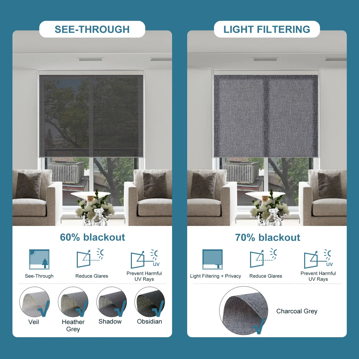 60% Flight Filter Motorized Roller Shades Twilight Series