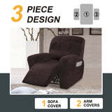 3-Pieces Stretch Velvet Recliner Slipcover