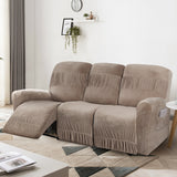 5-Pieces Stretch Velvet Recliner 3-Seater Slipcovers