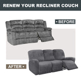 5-Pieces Stretch Velvet Recliner 3-Seater Slipcovers