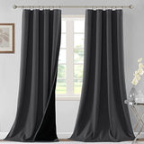 H.VERSAILTEX 100% Blackout Curtains for Bedroom Thermal Insulated Curtains & Drapes Blackout Curtains 96 Inches Long Rod Pocket Curtains for Living Room with Black Liner 2 Panels Set, Charcoal Gray