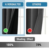 H.VERSAILTEX 100% Blackout Curtains for Bedroom Thermal Insulated Curtains & Drapes Blackout Curtains 96 Inches Long Rod Pocket Curtains for Living Room with Black Liner 2 Panels Set, Charcoal Gray