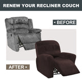 3-Pieces Stretch Velvet Recliner Slipcover